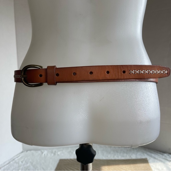 Fossil Women’s Size Medium Tan Leather Belt with Stitching - Picture 4 of 8